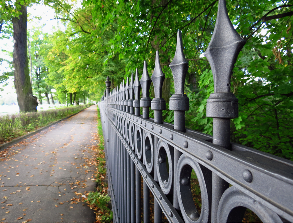 Wrought iron fence around a residential property in Mettawa, Illinois